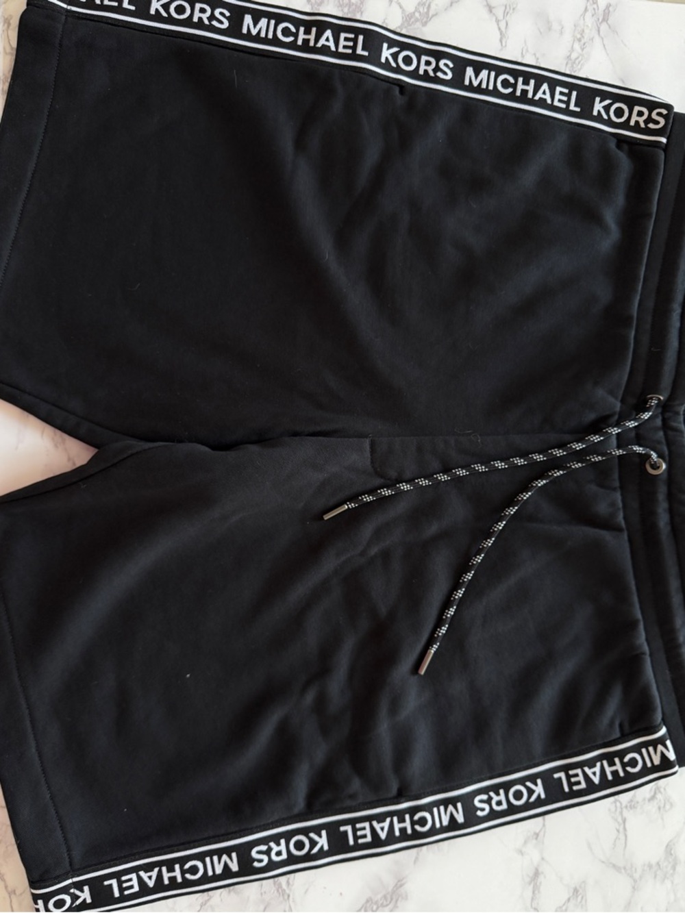 Michael Kors Black Athletic Drawstring Shorts with Logo Trim L - Picture 2 of 8